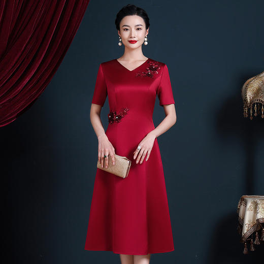 JC-5396喜婆婆婚宴装参加婚礼服高贵优雅晚礼服裙年轻大码裙 商品图2