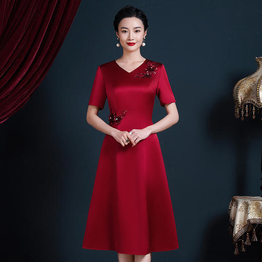 JC-5396喜婆婆婚宴装参加婚礼服高贵优雅晚礼服裙年轻大码裙 商品图1