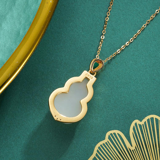 子佩集S925银【福禄长久】和田玉套链项链【WSB6813】镀金国潮葫芦（微瑕）2306 商品图1