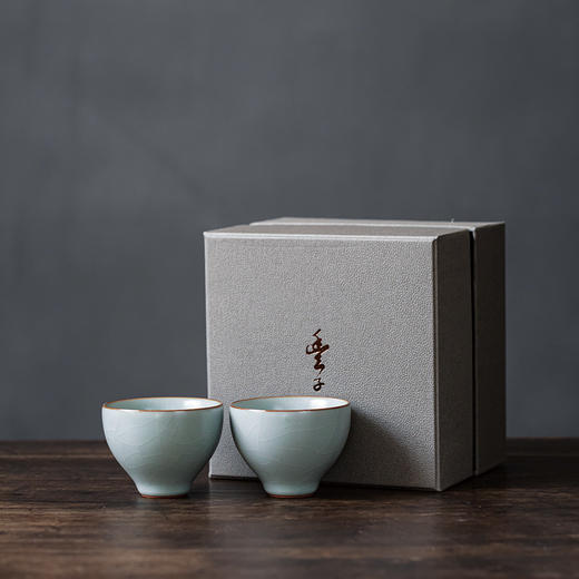 丰子汝窑 初圆杯2入 茶杯单杯手工汝瓷茶具陶瓷开片品茗杯初圆对杯 商品图1