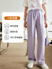 OLrain欧芮儿法式紫色休闲裤女夏季2023新款高腰宽松垂感阔腿裤子 商品缩略图2