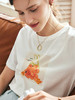 OLrain欧芮儿法式米白色短袖T恤女夏季2023新款宽松钉珠印花上衣 商品缩略图2