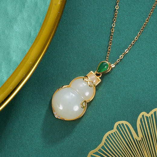 子佩集S925银【福禄长久】和田玉套链项链【WSB6813】镀金国潮葫芦（微瑕）2306 商品图0