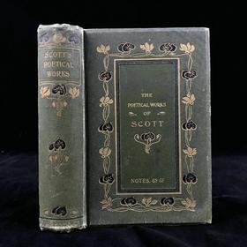 约19世纪后期 司各特诗集 约8幅精美插图 漆布精装32开