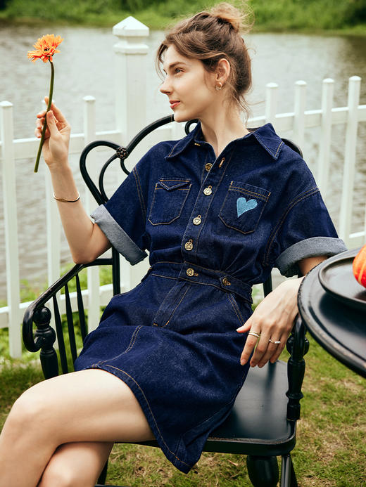 欧芮儿法式牛仔连衣裙女夏2023新款复古收腰小个子上衣套装半身裙 商品图4