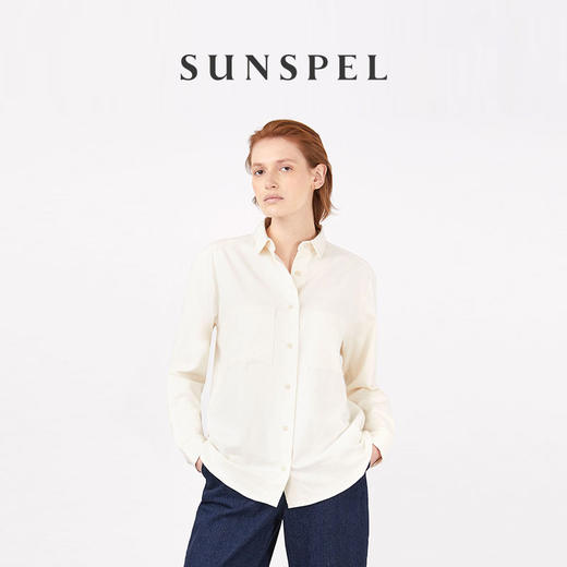 SUNSPEL女士秋冬全棉法兰绒oversize长袖衬衫 商品图3