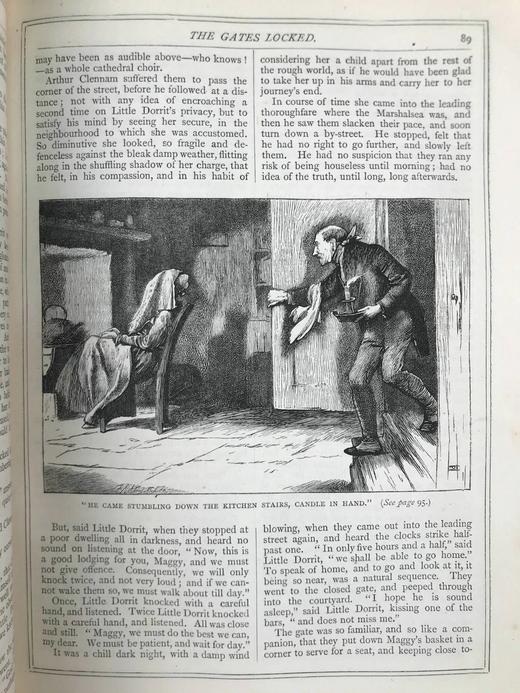 约19世纪后期 狄更斯《小多丽特》58幅插图 真皮精装16开 商品图10