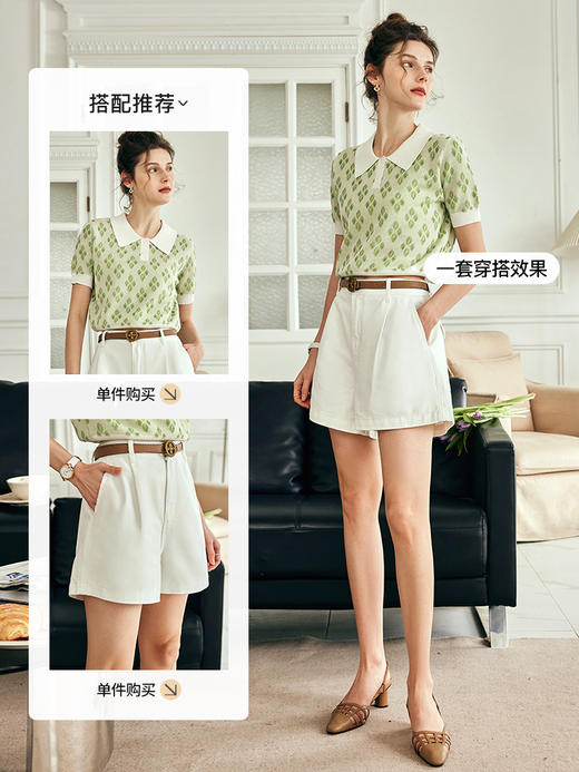 OLrain欧芮儿法式白色牛仔裤女夏季2023新款高腰直筒阔腿A字短裤 商品图3