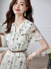【专属特价】熙世界水墨花色复古连衣裙女2025新款夏季法式桔梗气质收腰小裙子 商品缩略图2