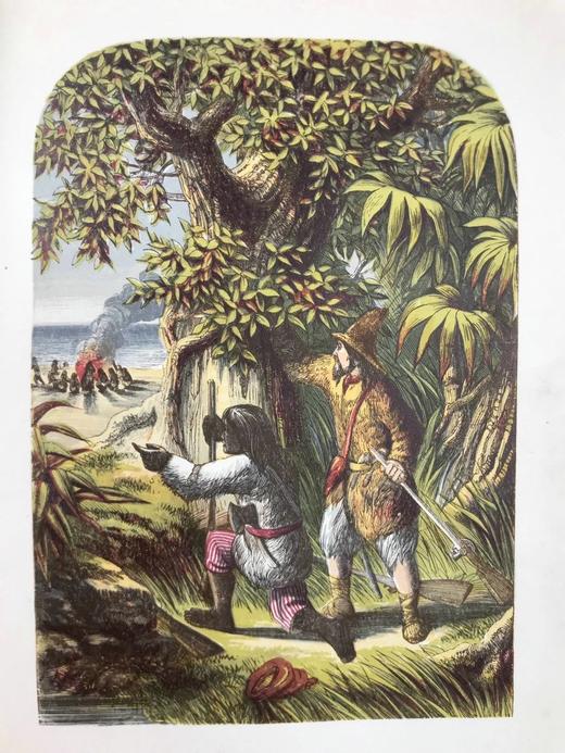 约19世纪后期 鲁宾逊漂流记 12幅彩色插图 漆布精装32开 商品图12