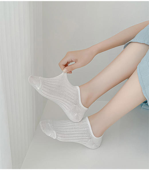 朵彩浅口袜 纯色竖条 简约清爽 柔软亲肤 商品图0
