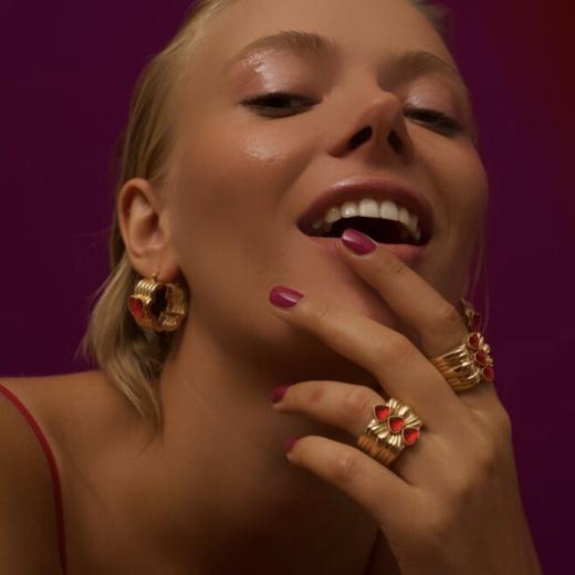 北京仓｜Acchitto-DESI- 金色 红心水晶 耳环［意大利设计师］ 商品图3