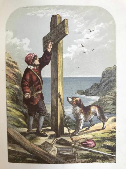 约19世纪后期 鲁宾逊漂流记 12幅彩色插图 漆布精装32开 商品图8