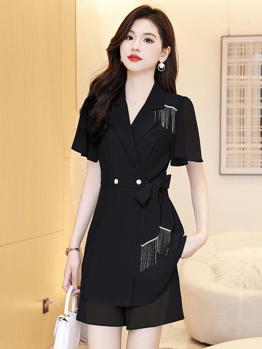 简约时尚，气质干练套装西装领收腰显瘦三分裤两件套HR-WHA90069 商品图1