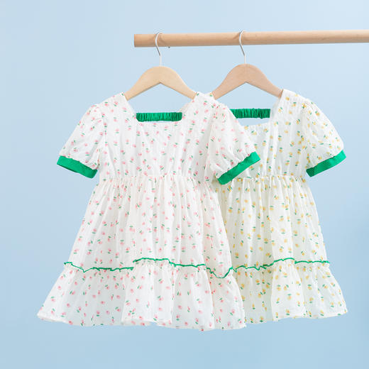 贝贝怡童装女童小清新短袖连衣裙夏季新款女孩纯棉碎花裙洋气裙子 商品图4
