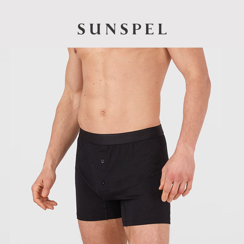 SUNSPEL男士精纺超细长绒棉双粒扣平角内裤中腰内裤