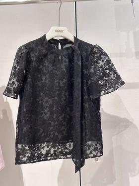 【门店同款】2023年夏季小花领带短袖上衣 151043155