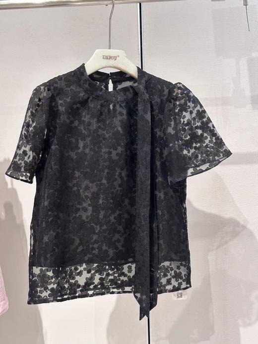 【门店同款】2023年夏季小花领带短袖上衣 151043155 商品图0