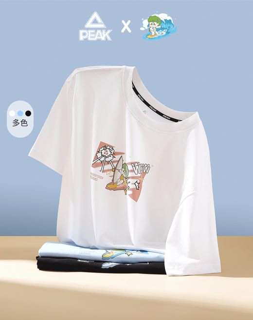 匹克【小海龟丽莎联名款】夏季短袖t恤男休闲百搭情侣款跑步运动上衣DF632100 商品图3
