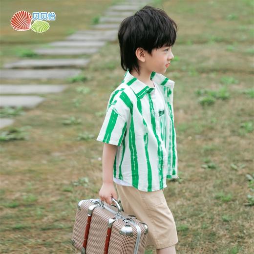 贝贝怡男童夏季衬衫套装新款儿童夏天短袖短裤上衣宝宝三件套232T2597 商品图8
