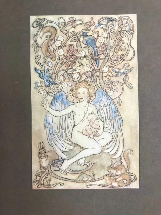 鬼才拉克姆限量签名本！1918年 斯温伯恩《生命之春：儿童诗集》 9幅彩色手工贴图与多幅黑白文间插图 犊皮（vellum）脊精装大16开 商品图8