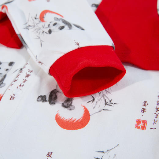 贝贝怡婴儿熊猫印花连体衣春秋季新款可爱爬服纯棉撞色宝宝哈衣231L2034 商品图7