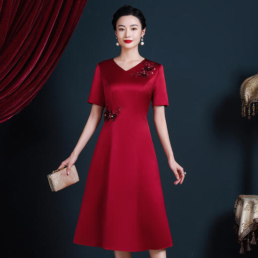 JC-5396喜婆婆婚宴装参加婚礼服高贵优雅晚礼服裙年轻大码裙 商品图3