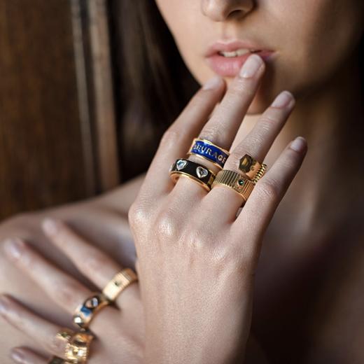 北京仓｜Acchitto-AMAME- 经典黑 密语 爱我 水晶 戒指［意大利设计师］ 商品图2