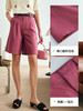 OLrain欧芮儿法式玫红色休闲裤女夏季2023新款高腰直筒阔腿五分裤 商品缩略图1