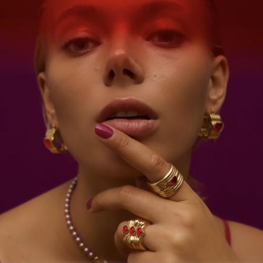 北京仓｜Acchitto-Corecini-红色 滚花水晶 戒指［意大利设计师］ 商品图3