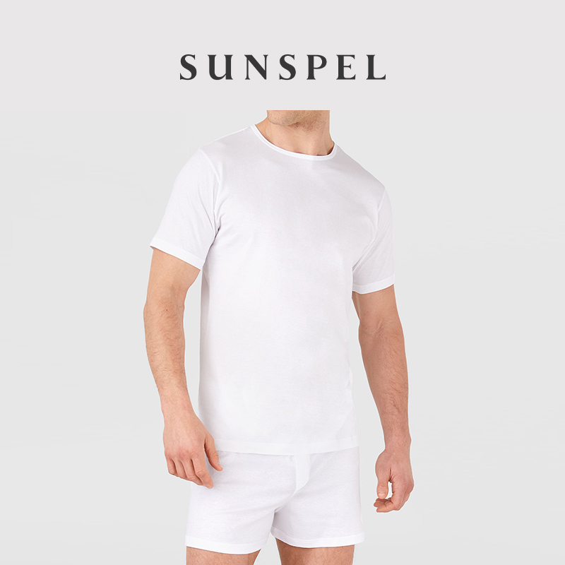 SUNSPEL男士经典款精纺长绒棉圆领经典T恤春夏舒适透气