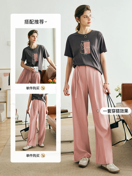 OLrain欧芮儿法式深灰色短袖T恤女夏季2023新款宽松重工刺绣上衣 商品图3