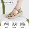 千百度女鞋夏季休闲凉鞋舒软桂花酿坡跟凉鞋踩屎感一字带A23360102 商品缩略图3