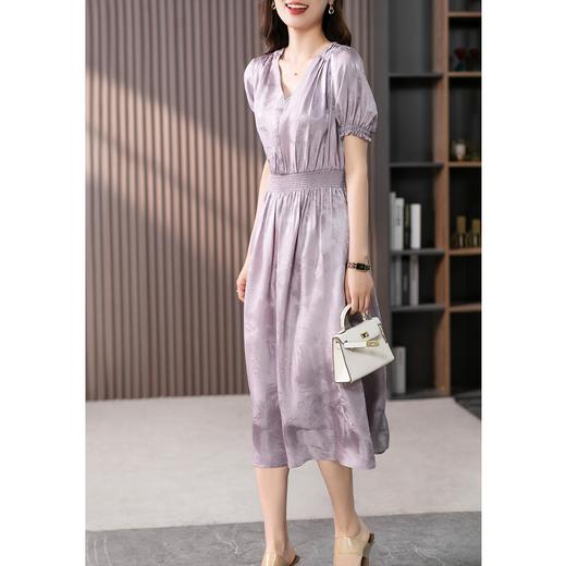 YX【定制15天】高级感气质减龄V领真丝连衣裙女2024夏季新款收腰桑蚕丝长裙 商品图1