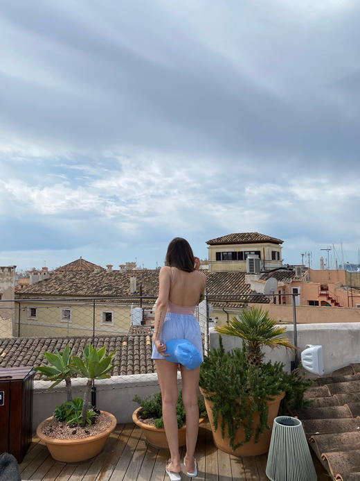 my shorts pants 蓝色条纹短裤 商品图1