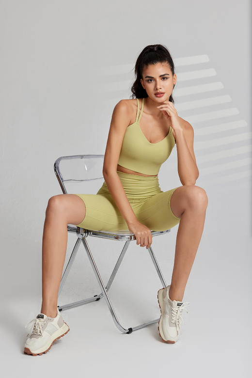 哈瓦塔升级罗纹固定胸杯运动套装 跑步 瑜伽 商品图9