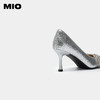 MIO米奥秋季新璀璨闪钻尖头细跟银色高跟鞋婚鞋单鞋女鞋M234401082 商品缩略图4