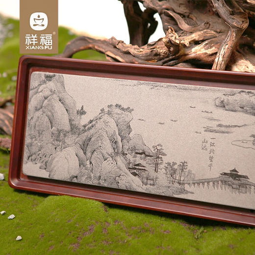 祥福 无垠茶盘 现代乌金石高端家用干泡台茶台茶具茶海茶盘 干泡盘重竹加石材62*23 商品图4