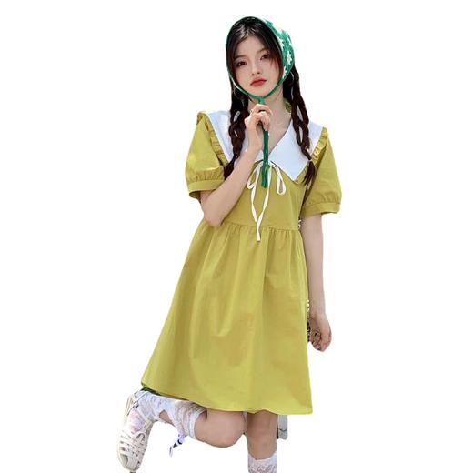 【减龄拼接撞色娃娃领连衣裙】2023夏季新款甜美洋气少女感a字短裙，显瘦甜美穿搭，时尚简约出街必备 商品图4