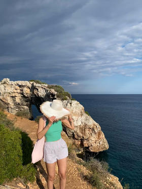 my short pants 粉绿色条纹短裤