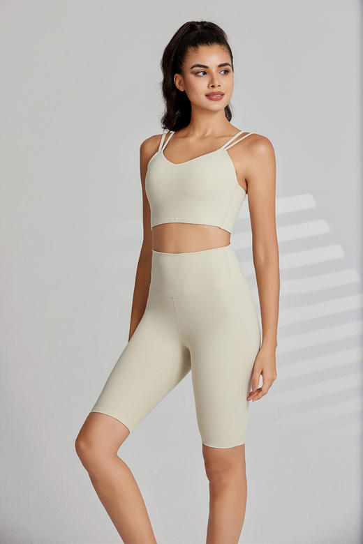 哈瓦塔升级罗纹固定胸杯运动套装 跑步 瑜伽 商品图11