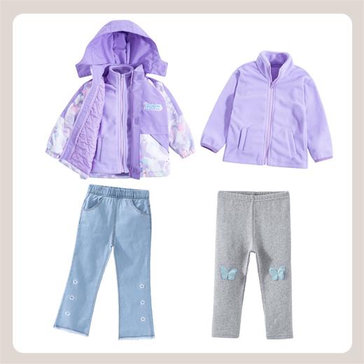 贝贝怡女童外套冲锋衣春秋防水透气高颜值款一衣三穿冲锋衣两件套223S3117 商品图9