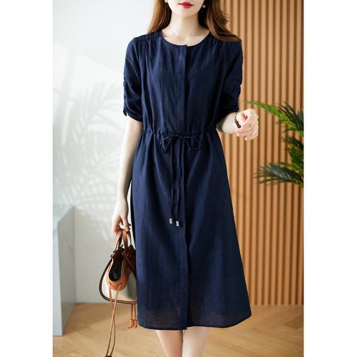 YX【现货7天】莱赛尔连衣裙女中长款2024夏季新款韩版收腰显瘦气质a字裙子 商品图4