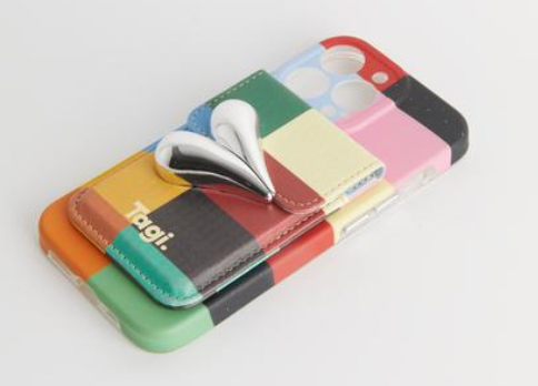 Tagi.让人开心立体爱心电镀皮质iphone磁吸卡包手机壳