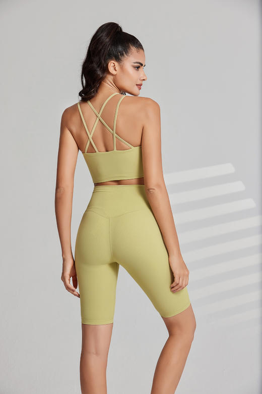 哈瓦塔升级罗纹固定胸杯运动套装 跑步 瑜伽 商品图14