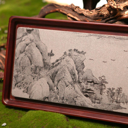 祥福 无垠茶盘 现代乌金石高端家用干泡台茶台茶具茶海茶盘 干泡盘重竹加石材62*23 商品图7