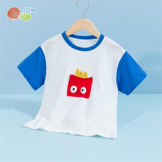 贝贝怡童装男童撞色短袖夏季新款休闲上衣男孩立体卡通T恤潮 商品图2