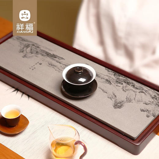 祥福 无垠茶盘 现代乌金石高端家用干泡台茶台茶具茶海茶盘 干泡盘重竹加石材62*23 商品图6