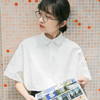 【2023夏季学生韩版宽松设计感小众JK盐系女百搭衬衫】上衣女短袖衬衣，简约休闲百搭 商品缩略图3