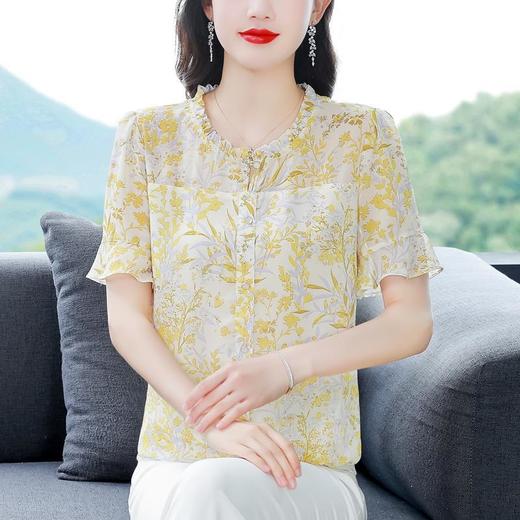 KQLC22N2903 2023夏季新款短袖上衣女士时尚印花衫百搭套头小衫宽松妈妈装 商品图3